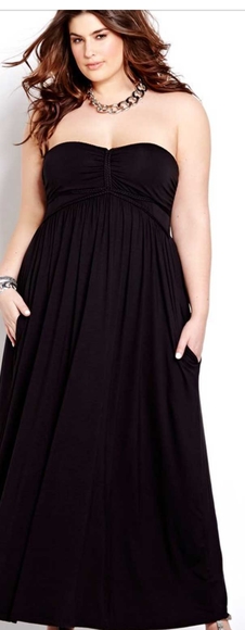 Black strapless dress with pockets NWOT